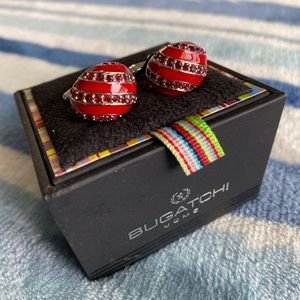 Bugatchi Uomo red modern stripe cufflinks- NEW